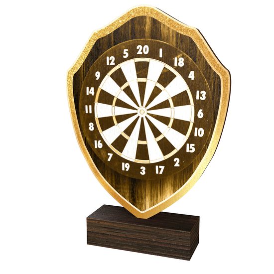 Trofeo Arden de Madera Real con Escudo de Dardos Clásico