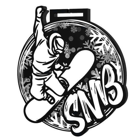 Medalla Gigante de Snowboard en Acrílico Negro
