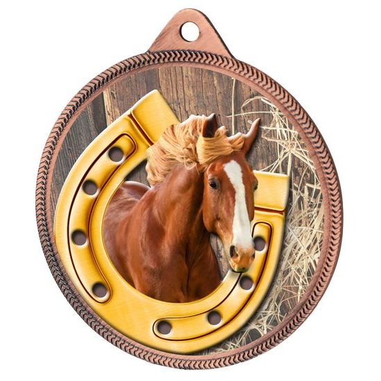Medalla de Herradura Ecuestre con Textura de Color Bronce 3D