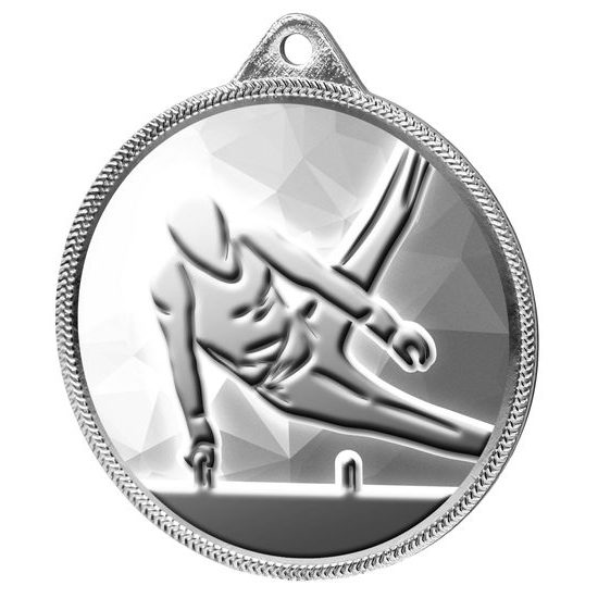 Silueta de Gimnasta Medalla Clásica Textura Impresión 3D Plateada
