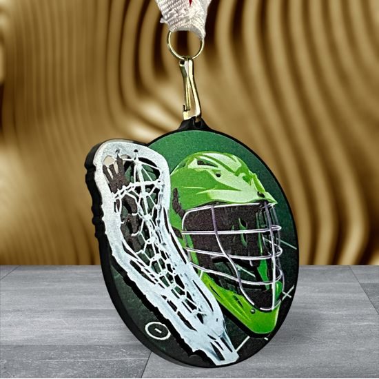 Medalla de Lacrosse Rincon en acrílico negro