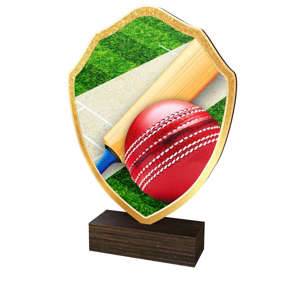Trofeo Arden de Madera Real con Escudo de Cricket