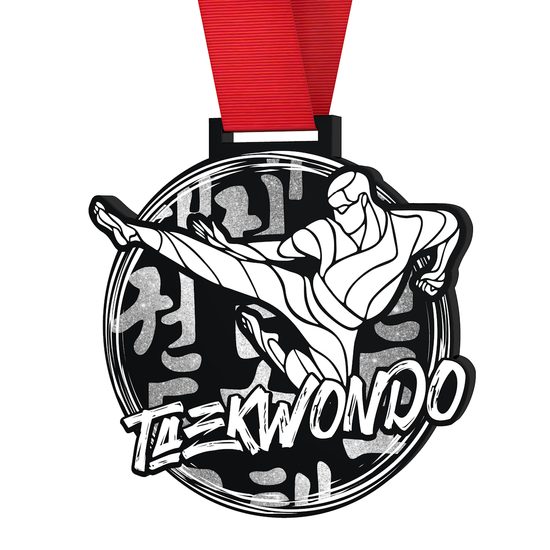 Medalla Gigante de Taekwondo en Acrílico Negro