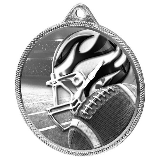 Medalla Clásica de Fútbol Americano con Textura 3D en Plata