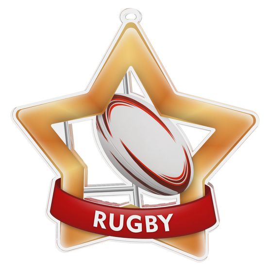 Medalla Mini Estrella de Acrílico Bronce para Rugby