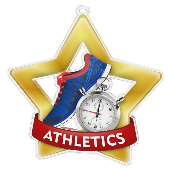 Medalla Mini Estrella de Acrílico Oro para Atletismo