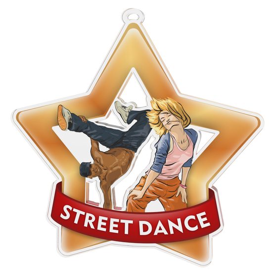 Medalla Mini Estrella de Acrílico Bronce para Baile Urbano