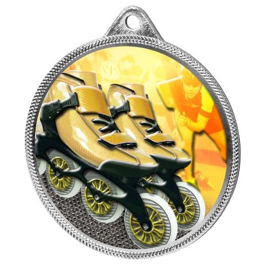 Medalla de Impresión Texturizada 3D para Patinaje en Color Plata