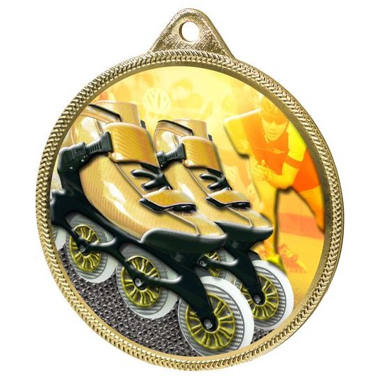 Medalla de Patinaje en Textura de Color con Impresión 3D - Oro