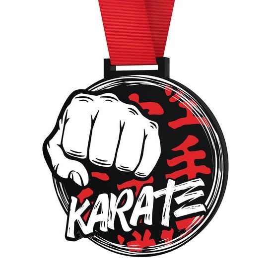 Medalla Gigante de Karate en Acrílico Negro