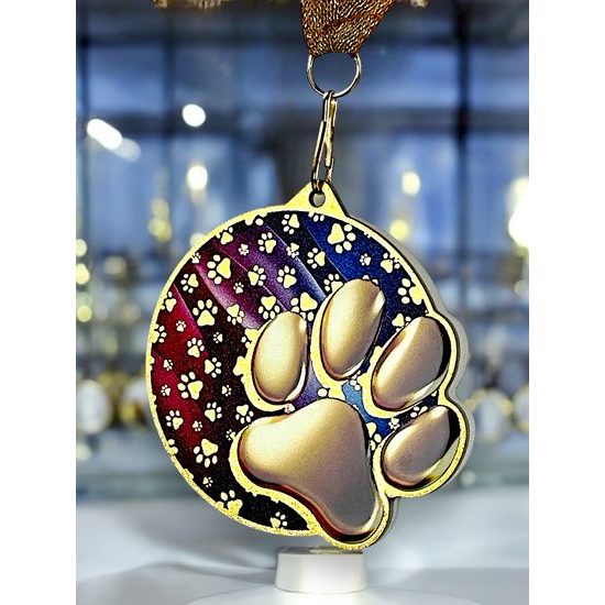 Medalla metálica de cinología acero inoxidable