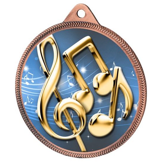 Textura de Notas Musicales Impresión Color 3D Medalla de Bronce