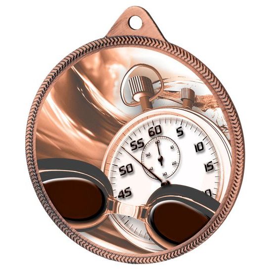 Medalla Clásica de Natación con Impresión 3D en Bronce