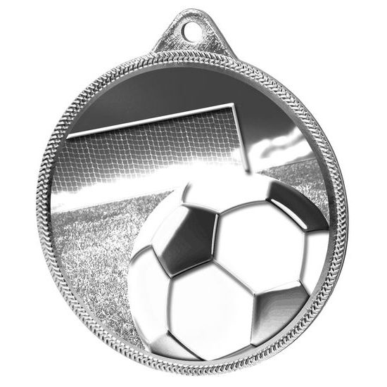 Medalla Clásica de Fútbol con Textura 3D en Plata