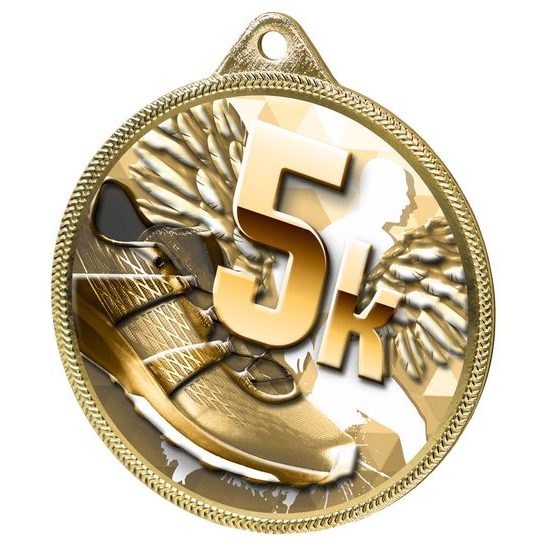 Medalla Clásica de Impresión 3D para Carrera de 5k - Oro