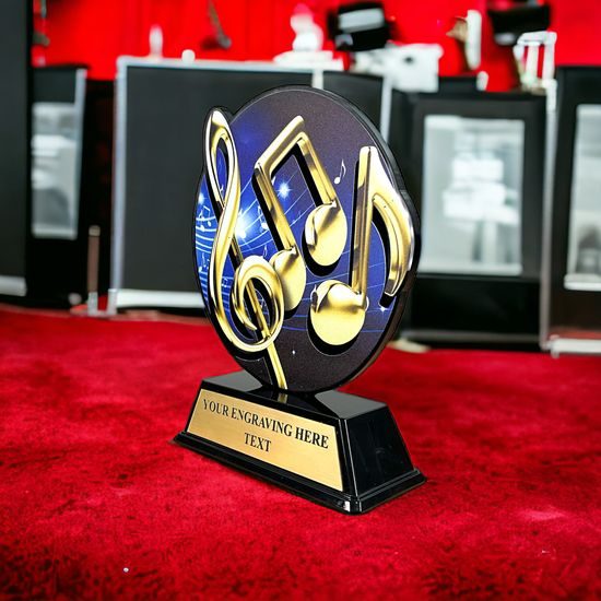 Trofeo Roswell en Acrílico Negro con Nota Músical