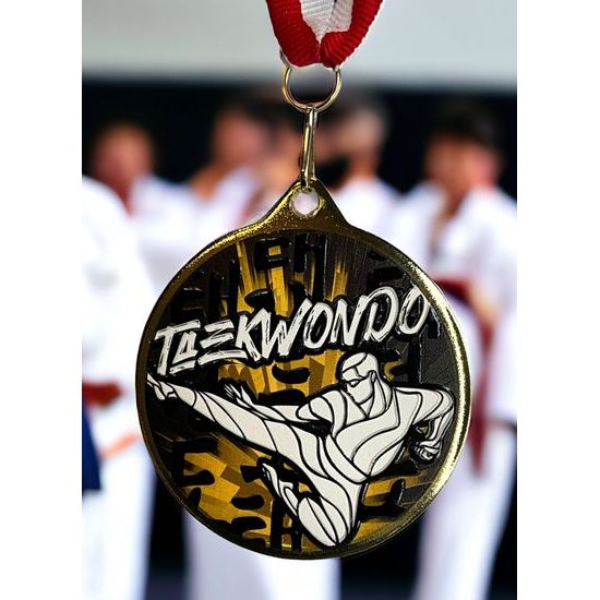 Medalla Barnet Clásica con Textura e Impresión 3D para Taekwondo