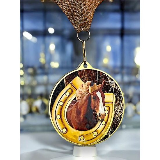 Medalla metálica de equitación acero inoxidable