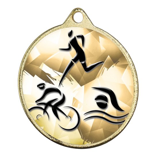 Medalla Barnet Clásica con Textura e Impresión 3D MaxMedal para Triatlón