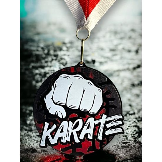 Medalla de Karate de acrílico negro Rincon