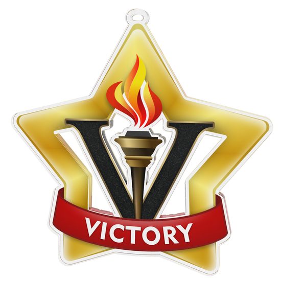 Medalla Mini Estrella de Acrílico Oro para Victoria