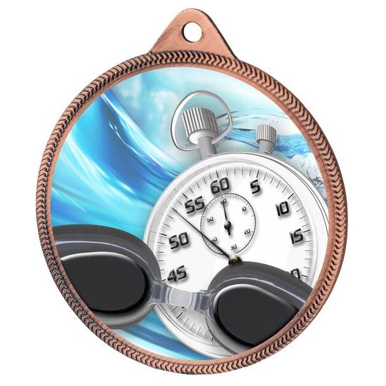 Medalla de Natación con Textura de Color Impresión 3D en Bronce