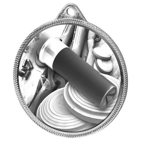 Medalla de Plata con Textura Clásica de Tiro de Paloma de Arcilla 3D