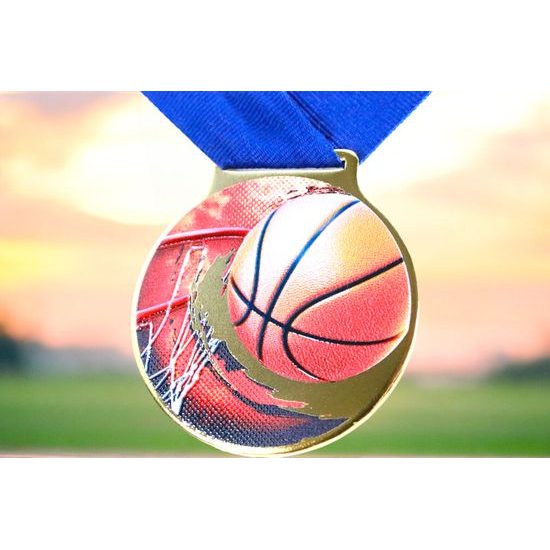 Medalla de Baloncesto Sacul con Textura de Color 3D