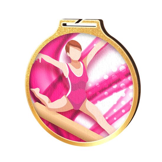 Medalla Habitat de Madera Ecológica para Gimnasia Femenil Oro