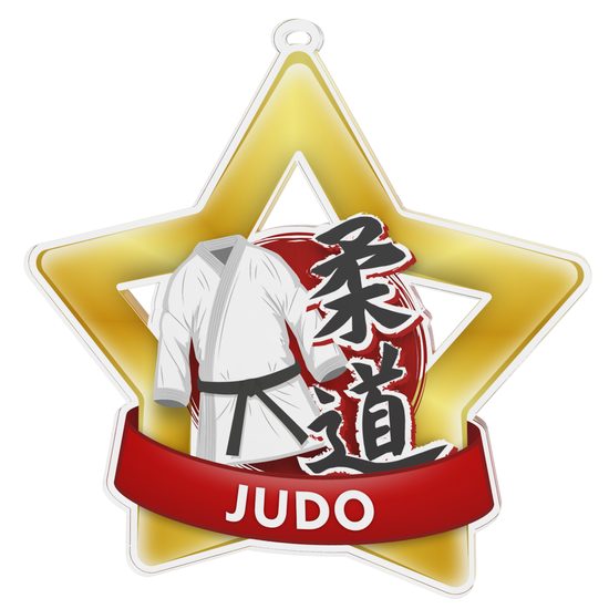 Medalla Mini Estrella de Acrílico Oro para Judo