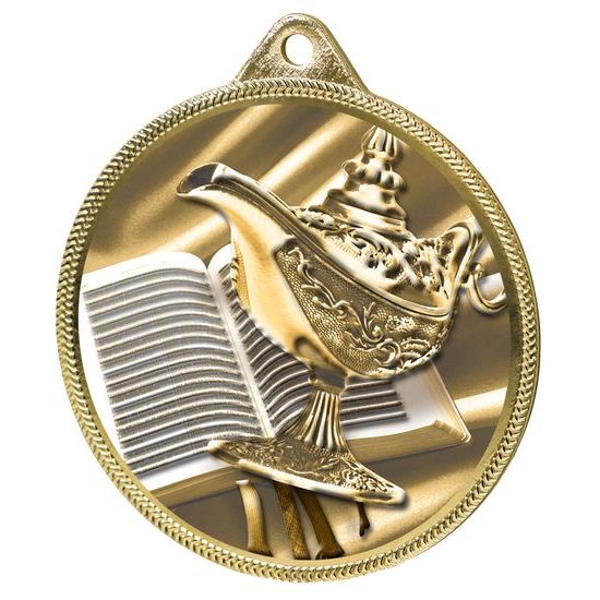 Medalla de Conocimiento Quiz Textura 3D Impresión en Oro