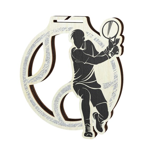 Medalla Acacia de Madera Ecológica para Tenis - Plata