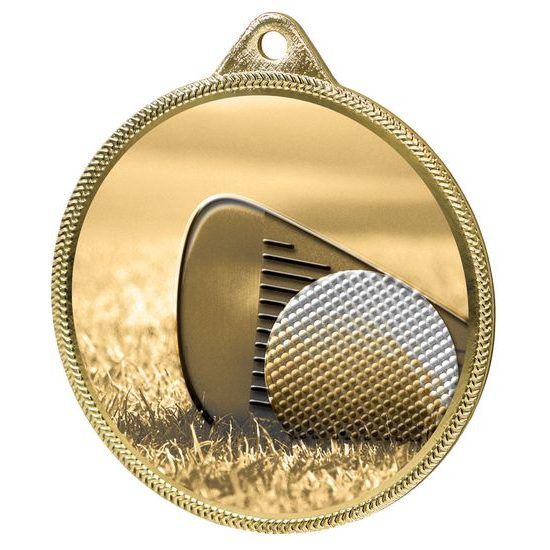 Medalla Clásica de Golf con Textura 3D en Oro
