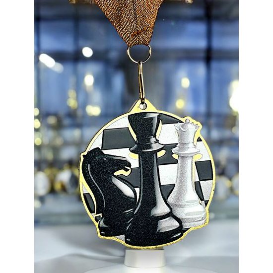 Medalla metálica de ajedrez acero inoxidable