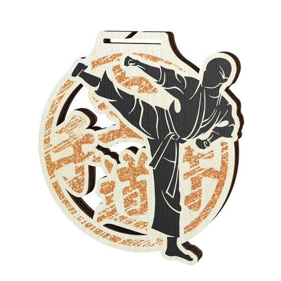 Medalla Acacia de Madera Ecológica para Artes Marciales - Bronce