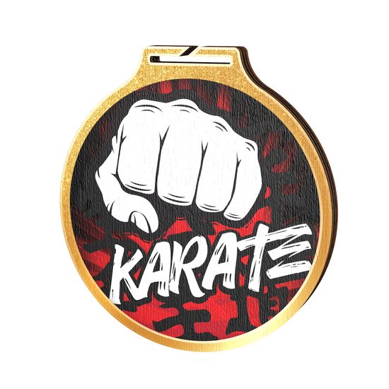 Medalla Habitat de Madera Ecológica para Karate Oro