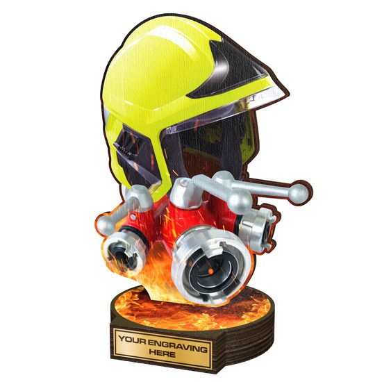 Trofeo Grove de Madera Real para Bomberos