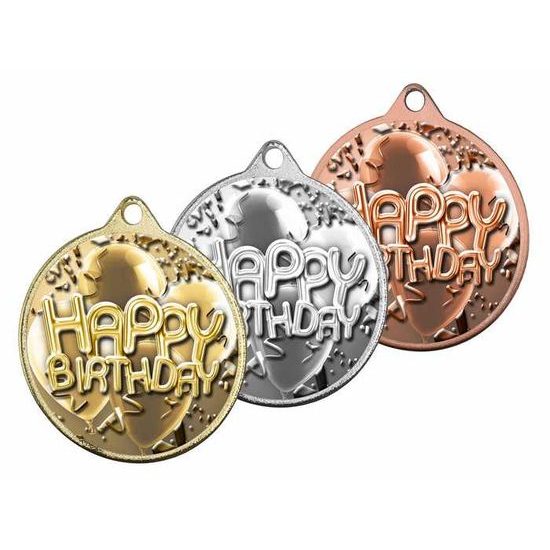 Medalla Barnet Clásica con Textura e Impresión 3D MaxMedal de Feliz Cumpleaños