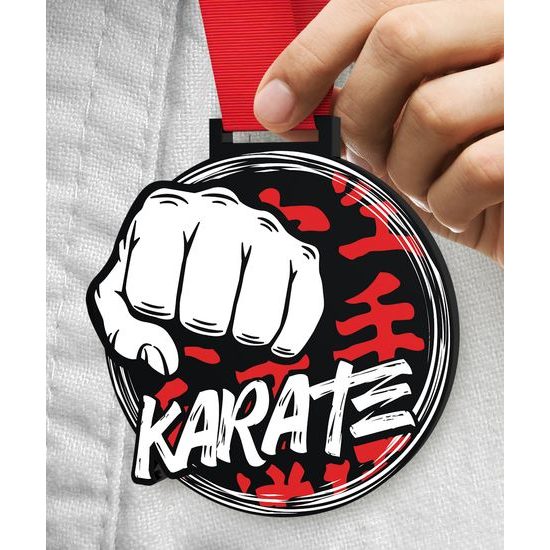 Medalla Gigante de Karate en Acrílico Negro