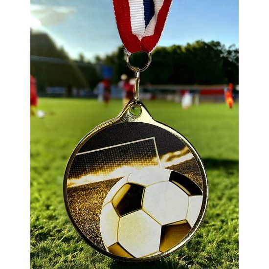 Medalla Barnet Clásica con Textura e Impresión 3D MaxMedal para Fútbol Soccer