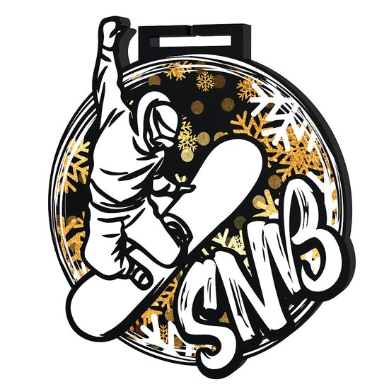 Medalla Gigante de Snowboard en Acrílico Negro
