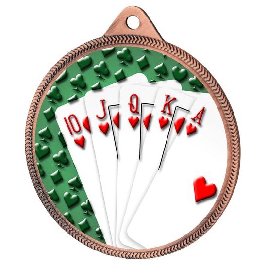 Medalla de Color Royal Flush de Cartas con Textura 3D en Bronce