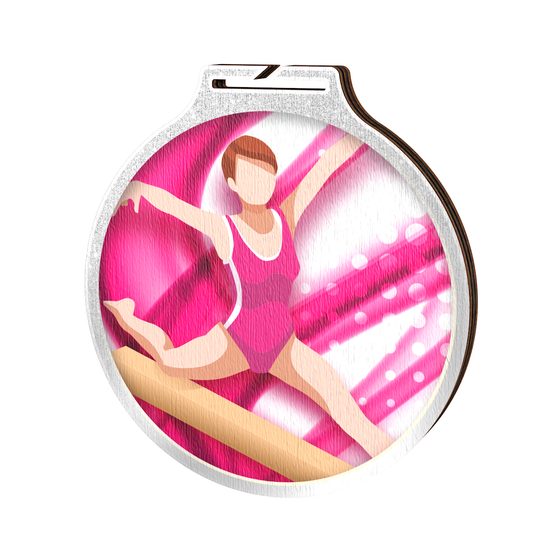 Medalla Habitat de Madera Ecológica para Gimnasia Femenil Plata