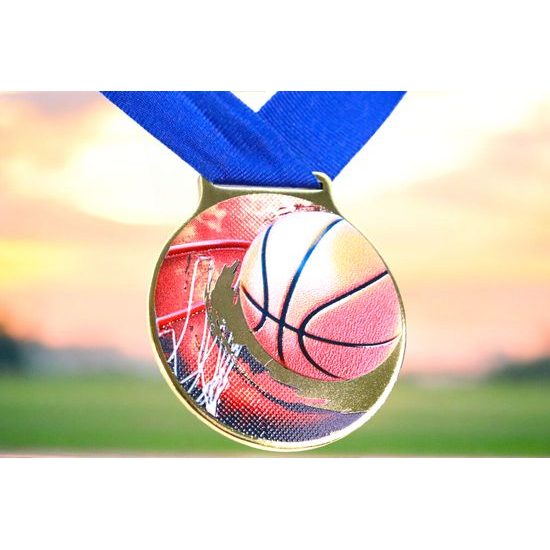 Medalla de Baloncesto Sacul con Textura de Color 3D