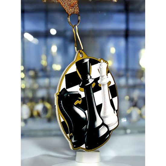 Medalla metálica de ajedrez acero inoxidable