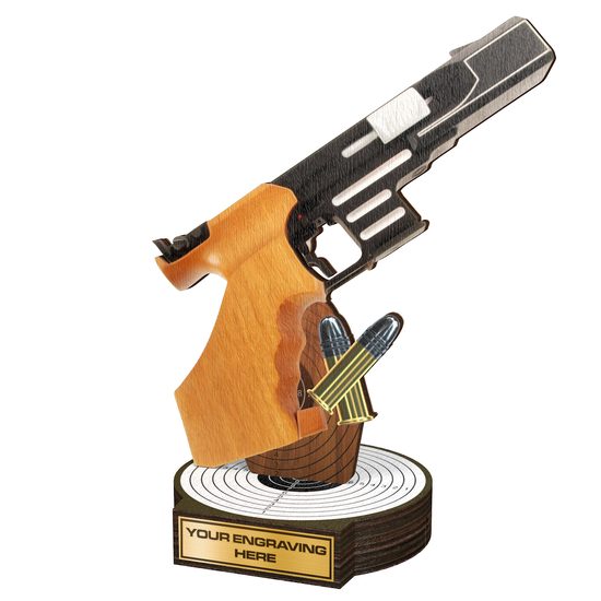 Trofeo Grove de Madera Real para Tiro con Pistola