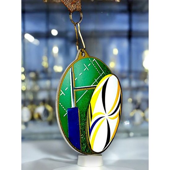 Medalla metálica para Rugby acero inoxidable