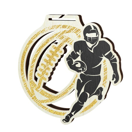 Medalla Acacia de Madera Ecológica para Fútbol Americano - Oro