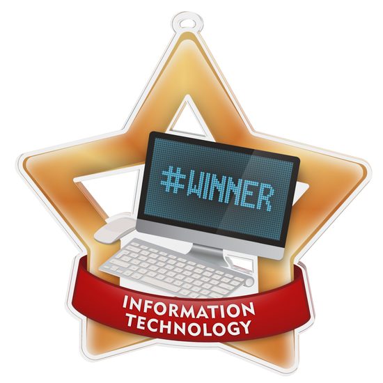 Medalla Mini Estrella de Acrílico Bronce para Tecnologías de la Información