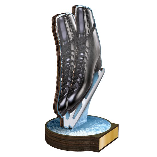 Trofeo Grove de Madera Real para Patinaje sobre Hielo - Bota Negra
